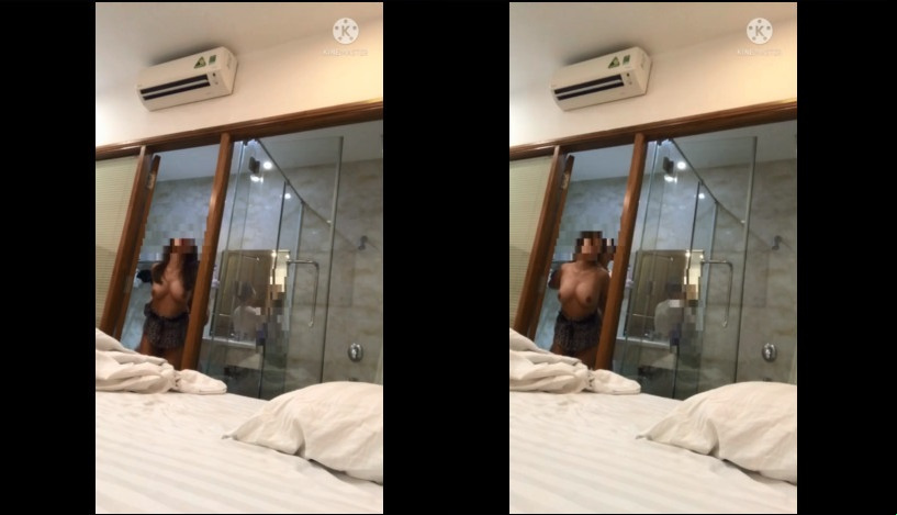 Estaba tan caliente que la azoté en el baño.